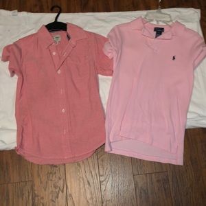 Two pink polo shirts